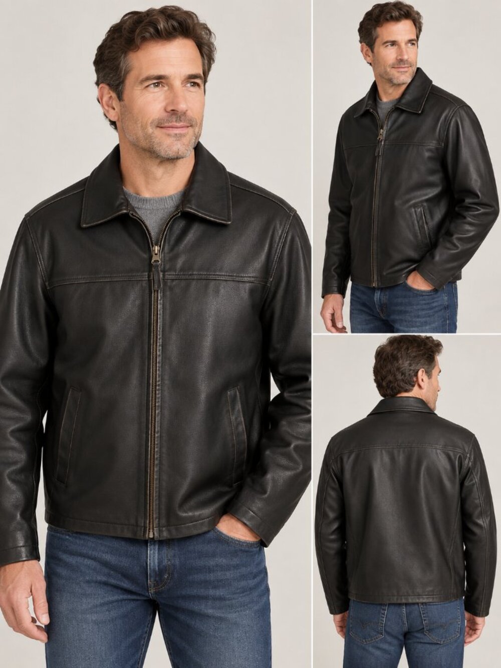 US Polo Association (Official) Mens Black Faux Leather Jacket Zip Collared Med